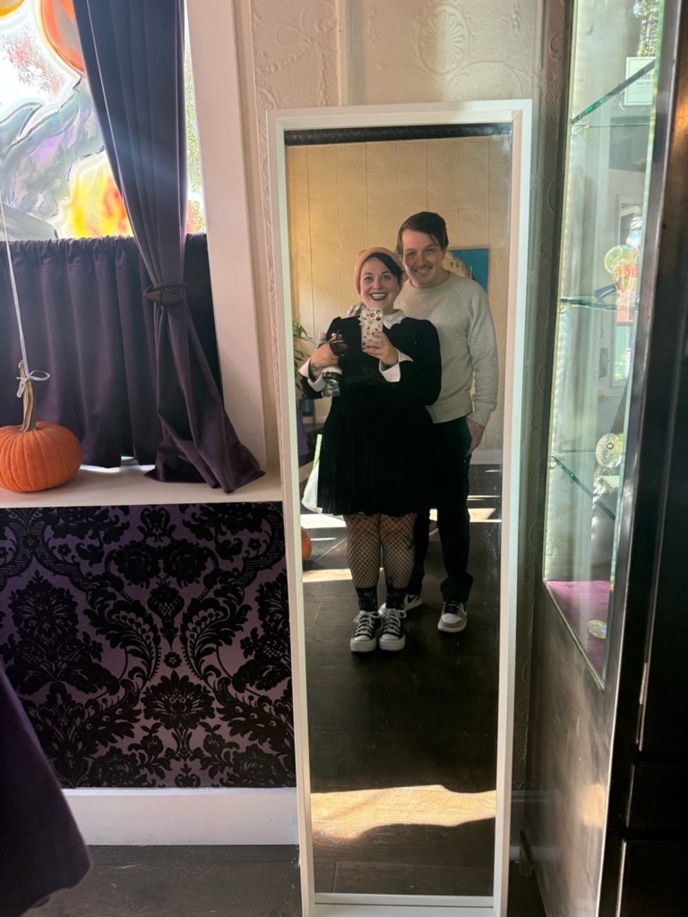 Black Velvet Mini Dress with Peter Pan Collar